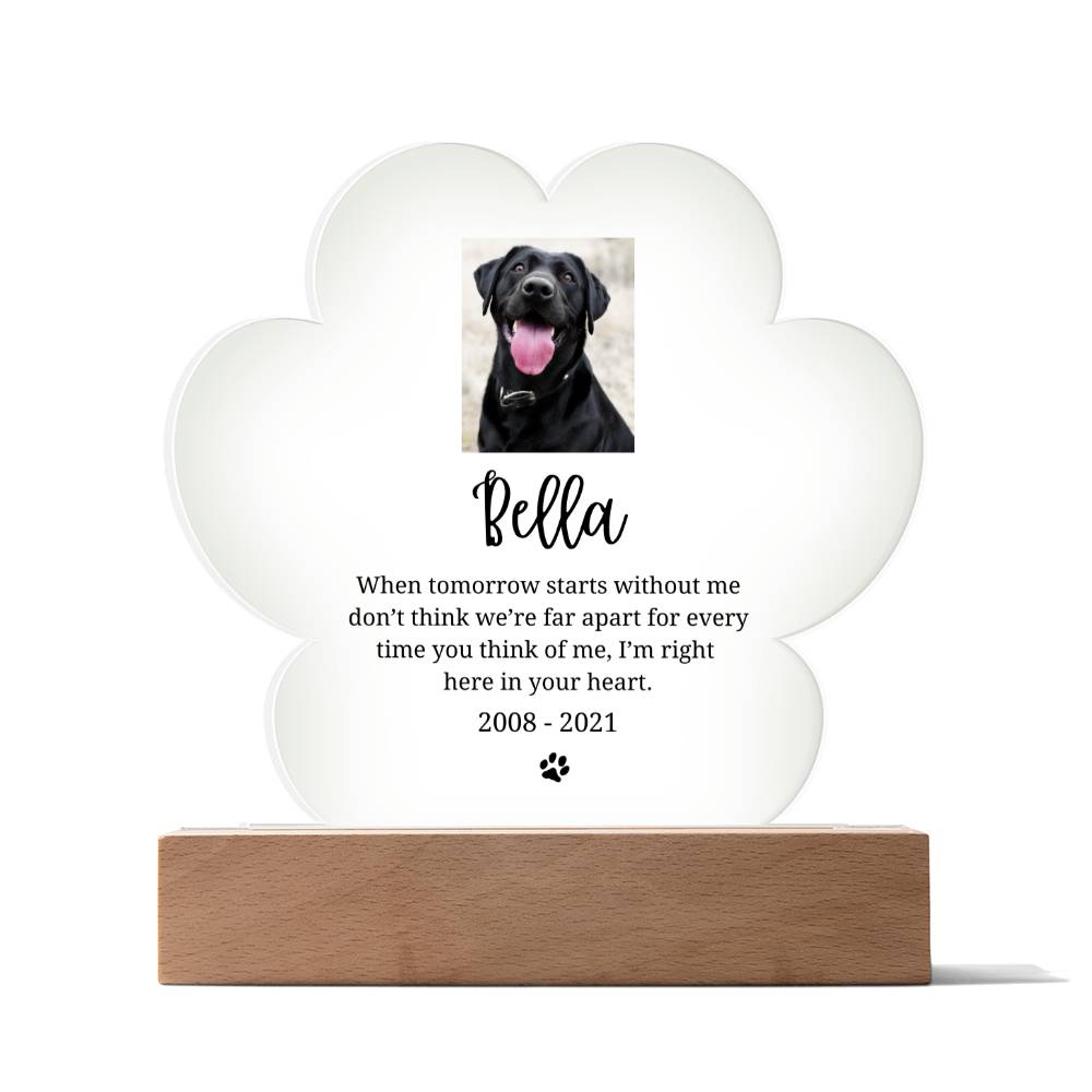 Personalized Dog Photo Paw Plaque, Pet Loss Gift, Custom Pet Memorial Sign, Sympathy Gift for Dog Mom, Custom Pet Photo Remembrance Gifts