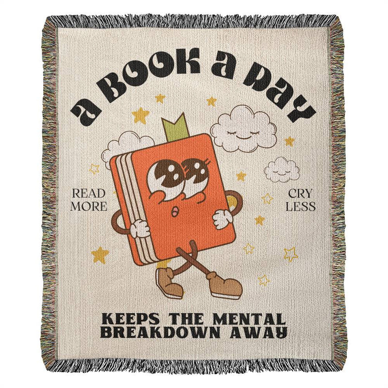 Bookish Mental Health Blanket, A Book A Day Blanket, Bookworm Booktok Woven Tapestry Blanket, Romance Reader, Book Lover Birthday Gift Ideas