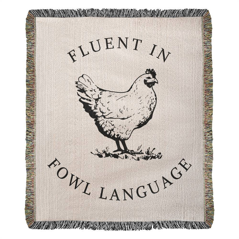 Fluent in Fowl Language Woven Blanket, Funny Chicken Gift for Grandma Mom Mothers Day Gift for Her, Chicken Lover Gift Ideas