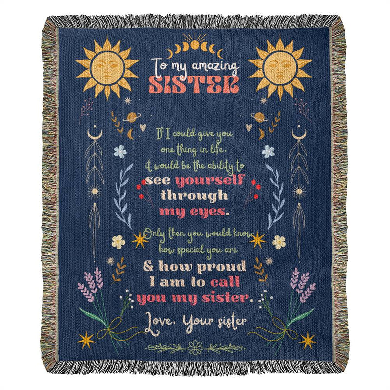 To My Amazing Sister Woven Blanket, Cute Birthday Gift for Sister, Sister Blanket, Housewarming Gifts for Her