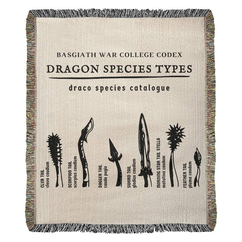 Dragon Species Woven Blanket, Housewarming Gift for Book Lovers, Booktok Bookish Home Decor, Book Club Gift Ideas