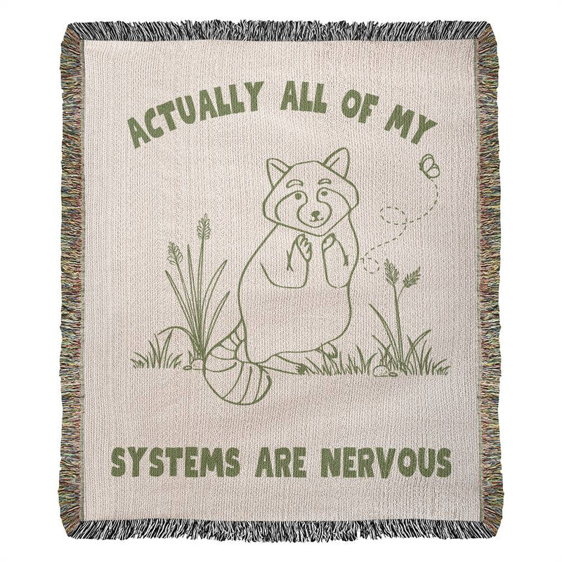 Actually All My Systems Are Nervous Raccoon Blanket, Funny Anxiety Gift, Sarcastic Gift for Best Friend, Mental Health Gifts