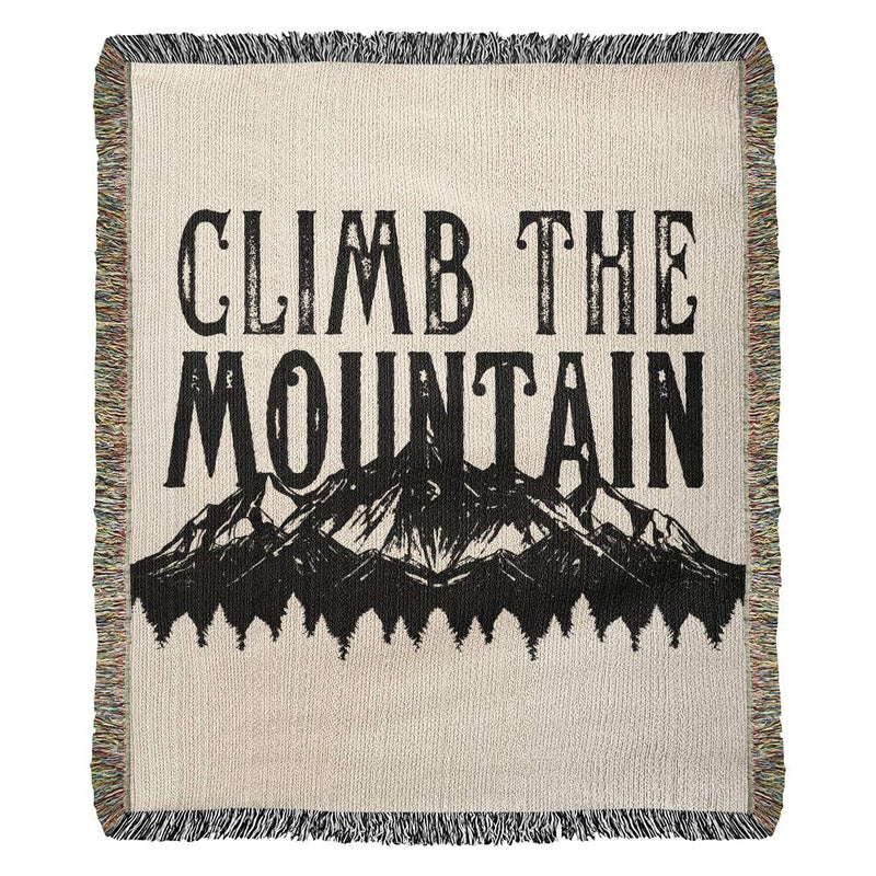Climb The Mountain Woven Blanket, Housewarming Gift for Book Lover, Booktok Bookworm Tapestry Blanket, Birthday Gifts for Reader