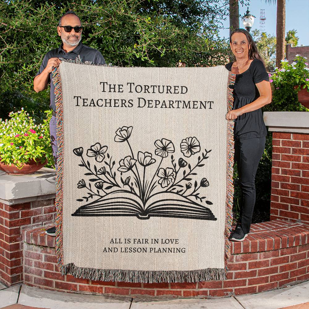 The Tortured Teachers Department Woven Blanket, Funny Teacher Gifts, Trendy Teacher Decor, End of School Gift for Her, Back to School
