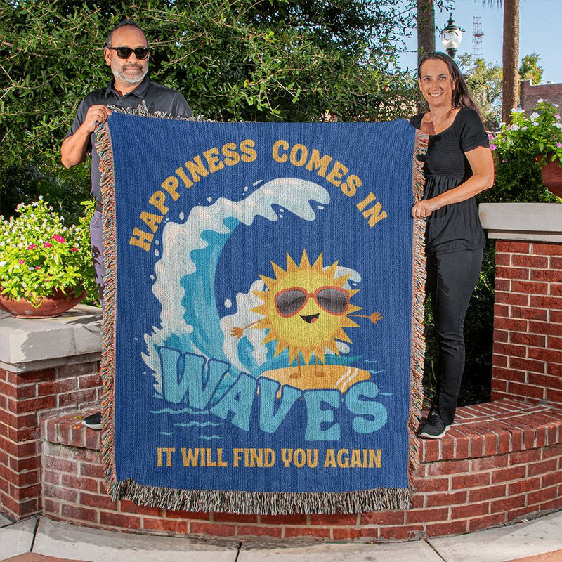 Beach Lover Blanket, Beach Blanket, Birthday Gift for Beach Lovers, Sunset Blanket, Beach Ocean Waves Themed Gift for Her