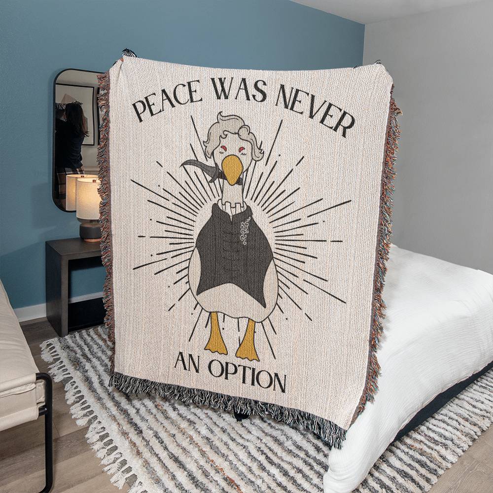 Peace Was Never An Option Blanket, Goose Astarion Home Decor, Outdoor Adventure, Fantasy and Gaming Gift Ideas, Gift for Video Game Lovers