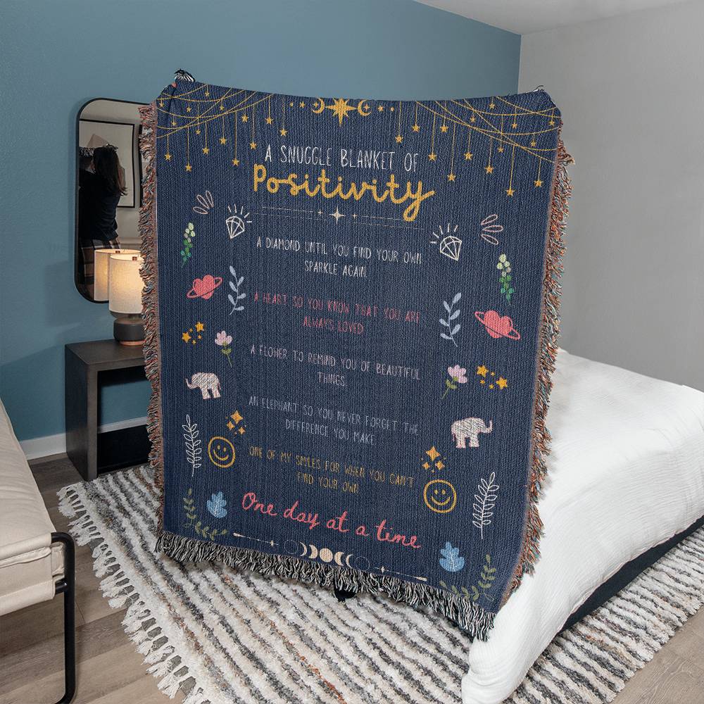 A Snuggle Blanket of Positivity Woven Blanket, Inspirational Gift for Her, Encouragement Gift Ideas for Best Friend, Motivational Gifts