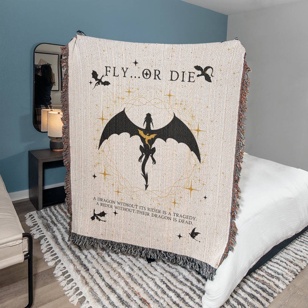 Fly or Die Throw Blanket Couch, Bookish Merch, Reader Gift Ideas For Her, Reading Blanket Book Lover Gift, Fourth Wing Home Decor