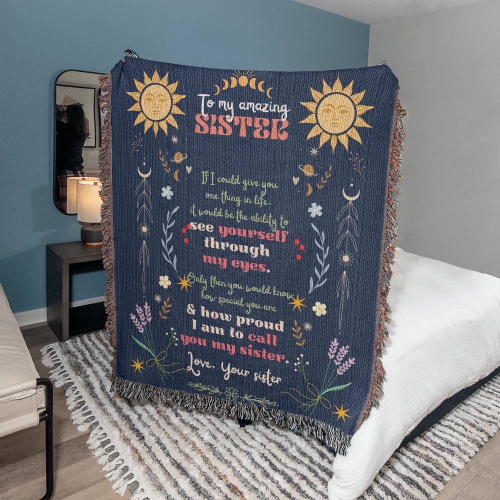 To My Amazing Sister Woven Blanket, Cute Birthday Gift for Sister, Sister Blanket, Housewarming Gifts for Her