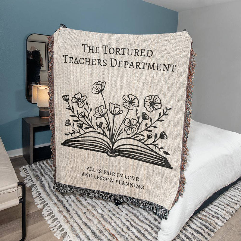 The Tortured Teachers Department Woven Blanket, Funny Teacher Gifts, Trendy Teacher Decor, End of School Gift for Her, Back to School