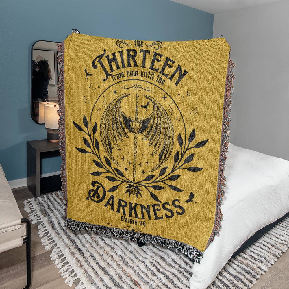 The Thirteen Throne Of Glass Yellow Woven Blanket, Bookish Home Decor, Housewarming Gift for Book Lovers, Velaris Tapestry Blanket