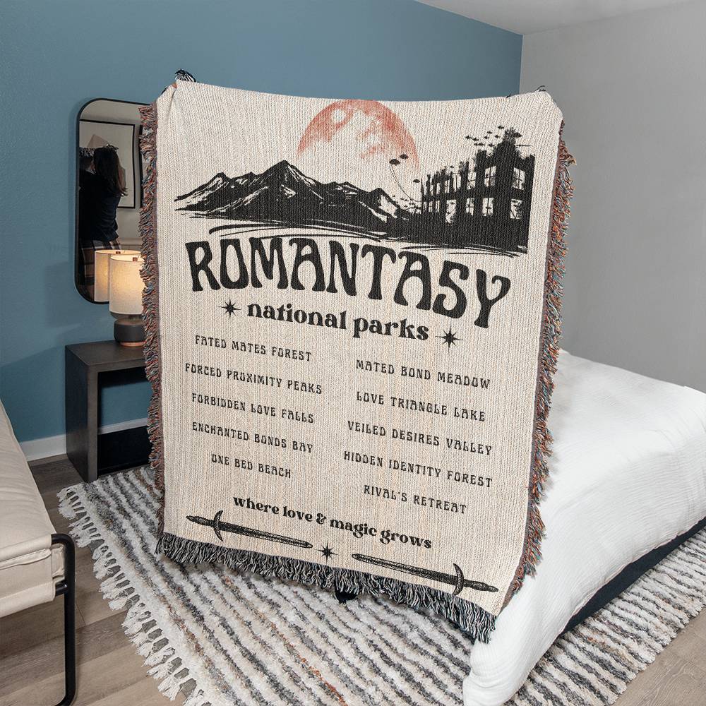 Romantasy Reader Woven Blanket, Fantasy Romance Reader Gift, Bookish Gift for Her, Book Tropes, Birthday Gift for Book Lobers