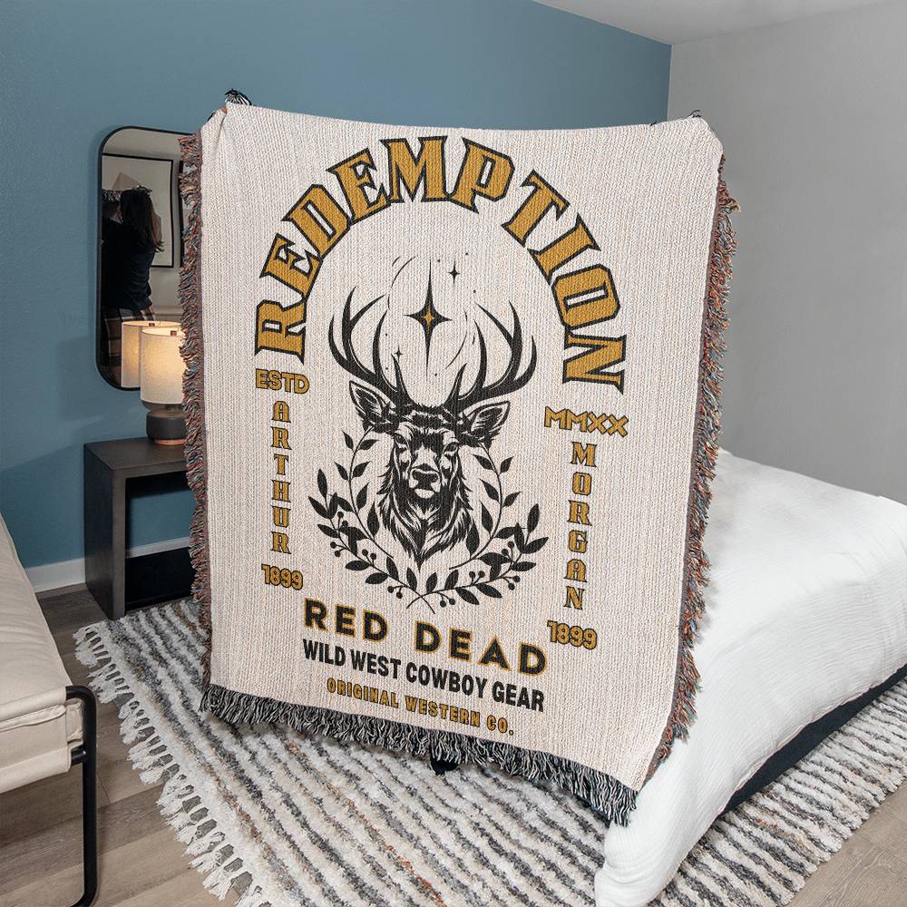Redemption Retro Red Dead Blanket, Arthur Morgan High Honor Deer Path Home Decor, Video Games Lover Gift, Western Cowboy Quote