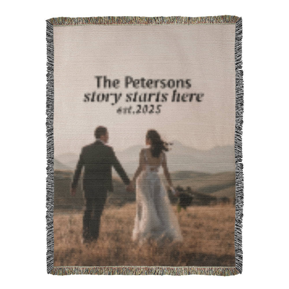 Custom Photo Woven Blanket – Personalized Wedding Anniversary Throw, Cotton Tapestry Blanket with Picture, Custom Couples Gift, Memorial Gift