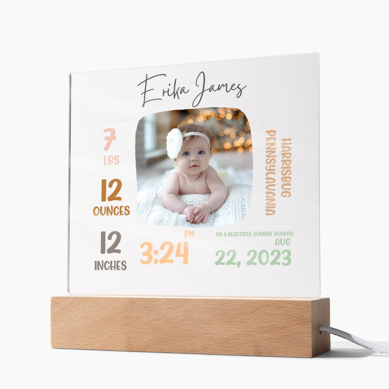 Birth Stats Sign, Newborn baby keepsake, Baby Newborn gift, Sign with Birth detailed, Birth Announcement, Baby girl, Baby boy