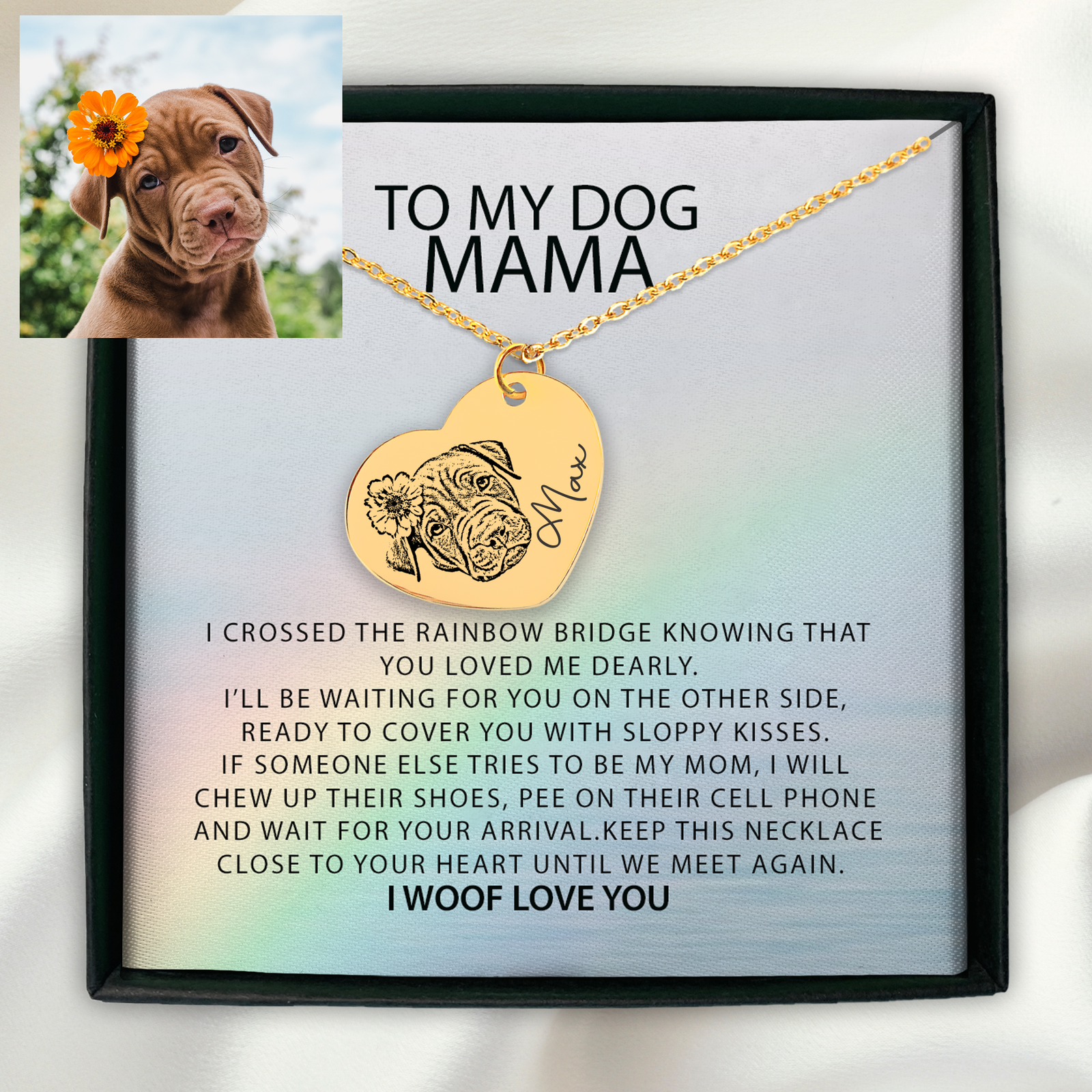 Personalized Rainbow Bridge Dog Heart Necklace, Loss of Dog memorial Jewelry, Dog loss gift, Pet memorial necklace, Pet sympathy Memorial Gift