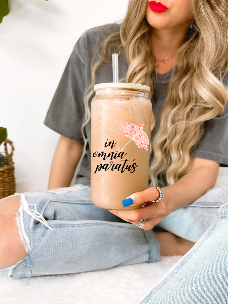 In Omnia Paratus Glass Mug Tumbler, Ready For Anything Tumbler, Rory Gilmore, Gilmore Girls Gifts for Best Friend, Birthday Gift for Her