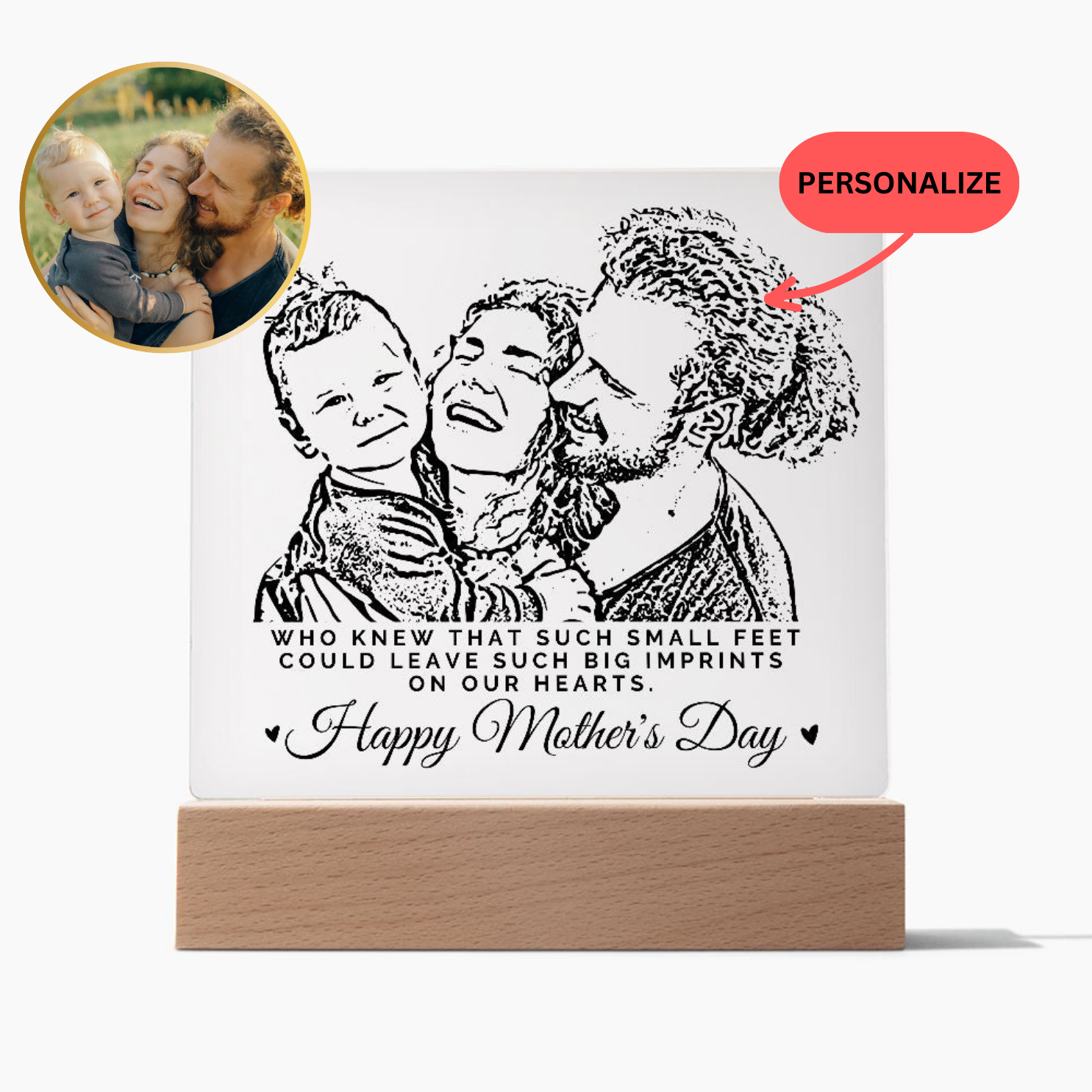 Personalized Happy Mother's Day Portrait Acrylic Frame, Custom Portrait from Photo for Mother's Day Gift. Personalized Photo Gift for Mother. Mom Gift Ideas