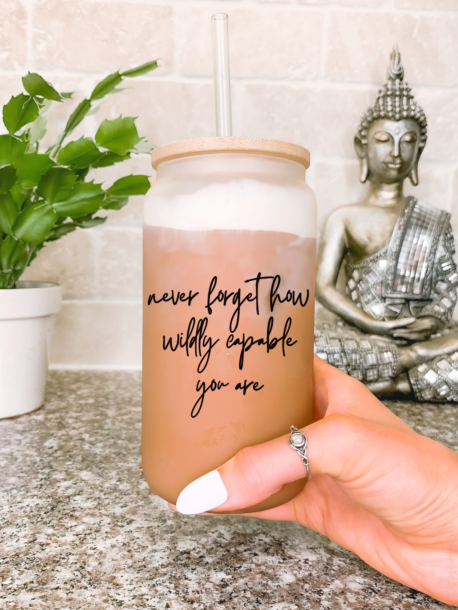 Never Forget How Wildly Capable You Are Glass Mug Tumbler, Motivational Gift for Her, Funny Inspiration Gift Ideas for Best Friend