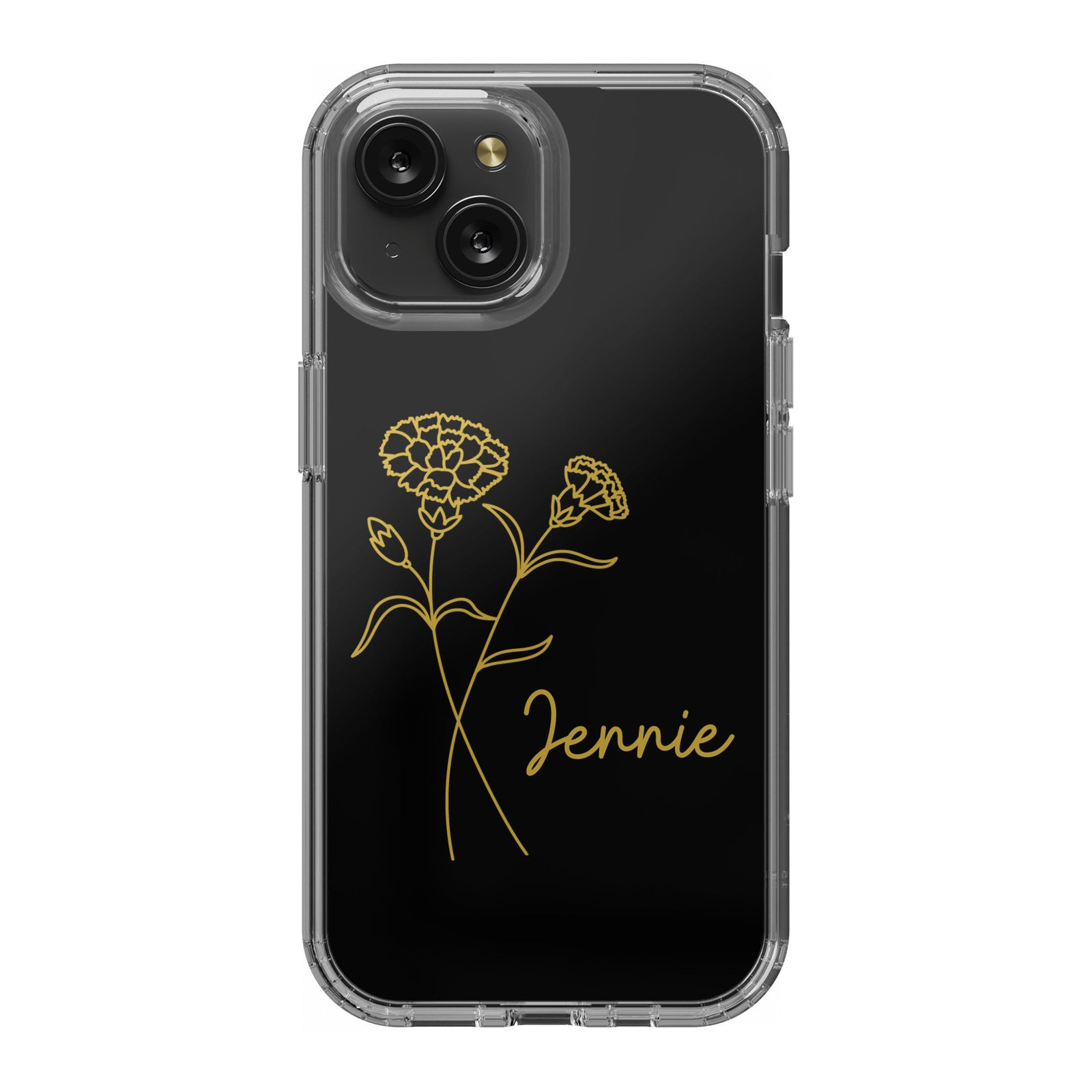 Personalized Birth Flower Clear iPhone 15 Case, Custom Birth Month Floral Phone Case with Name, Customized Floral Phone Cases Gift for Her