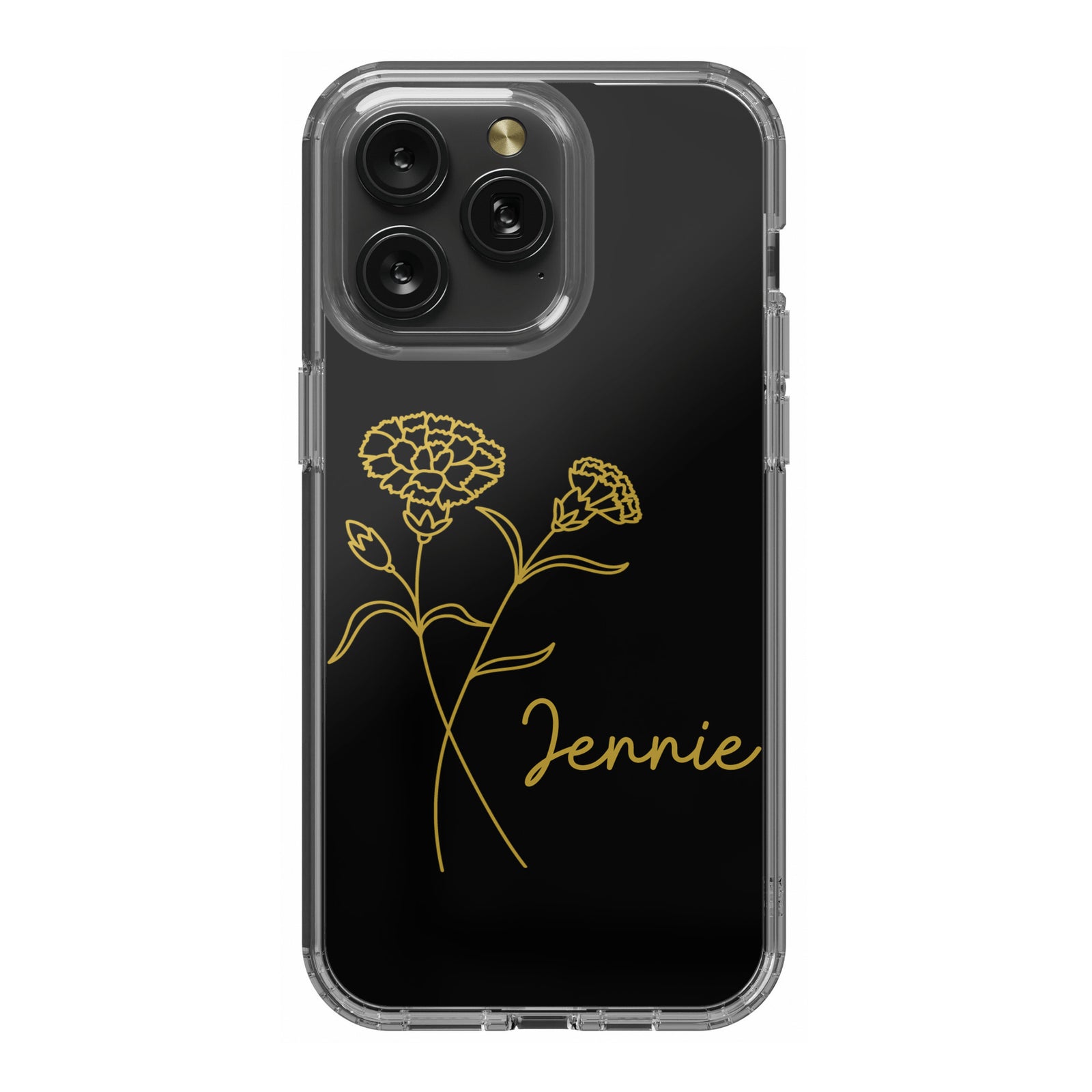 Personalized Birth Flower Clear iPhone 15 Pro Max Case, Custom Birth Month Floral Phone Case with Name, Customized Floral Phone Cases Gift for Her