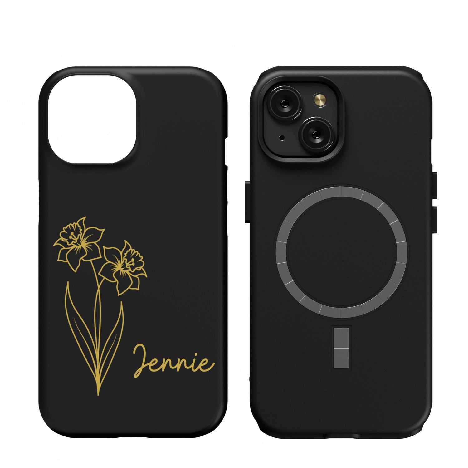 Personalized Birth Flower MagSafe iPhone 15 Case, Custom Birth Month Floral Phone Case with Name, Customized Floral Phone Cases Gift for Her