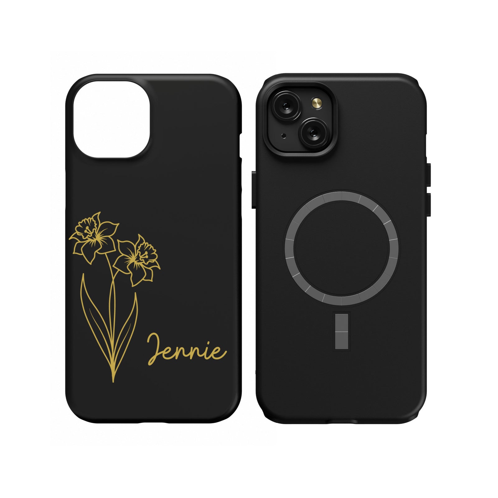 Personalized Birth Flower MagSafe iPhone 15 Plus Case, Custom Birth Month Floral Phone Case with Name, Customized Floral Phone Cases Gift for Her