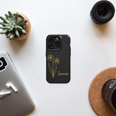 Personalized Birth Flower MagSafe iPhone 15 Pro Max Case, Custom Birth Month Floral Phone Case with Name, Customized Floral Phone Cases Gift for Her