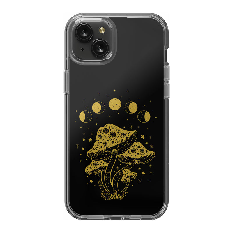 Moon Mushroom Clear iPhone 15 Plus Case, Vintage Cottage Core Phone Cases,  Nature Lovers Gift, Enchanted Forest, Birthday Gift for Her