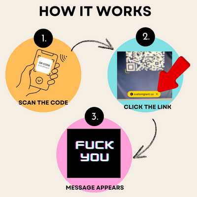 Fuck You QR Code Back Print Women's Flowy Cropped Tee Shirt, Funny Saying Shirt, Sarcastic Gift for Friends, Gift for Coworker, Adult Humor