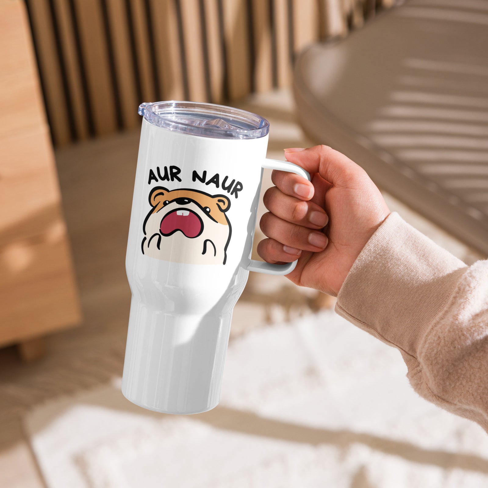 Aur Naur Travel mug with a handleAur Naur Travel Mug with handle, Funny Raccoon Mug, Animal Coffee Mug, Gag Gifts for Best Friend, Coworker Christmas Gift Ideas, Gift for Her