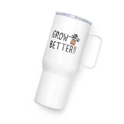 Good Omens Grow Better Travel Mug with handle, Funny Gift for Bookish, Fandom Coffee Cup, Good Omens Mug, Gift for Book Lovers, Plant Lover Gift Ideas