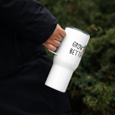 Good Omens Grow Better Travel Mug with handle, Funny Gift for Bookish, Fandom Coffee Cup, Good Omens Mug, Gift for Book Lovers, Plant Lover Gift Ideas