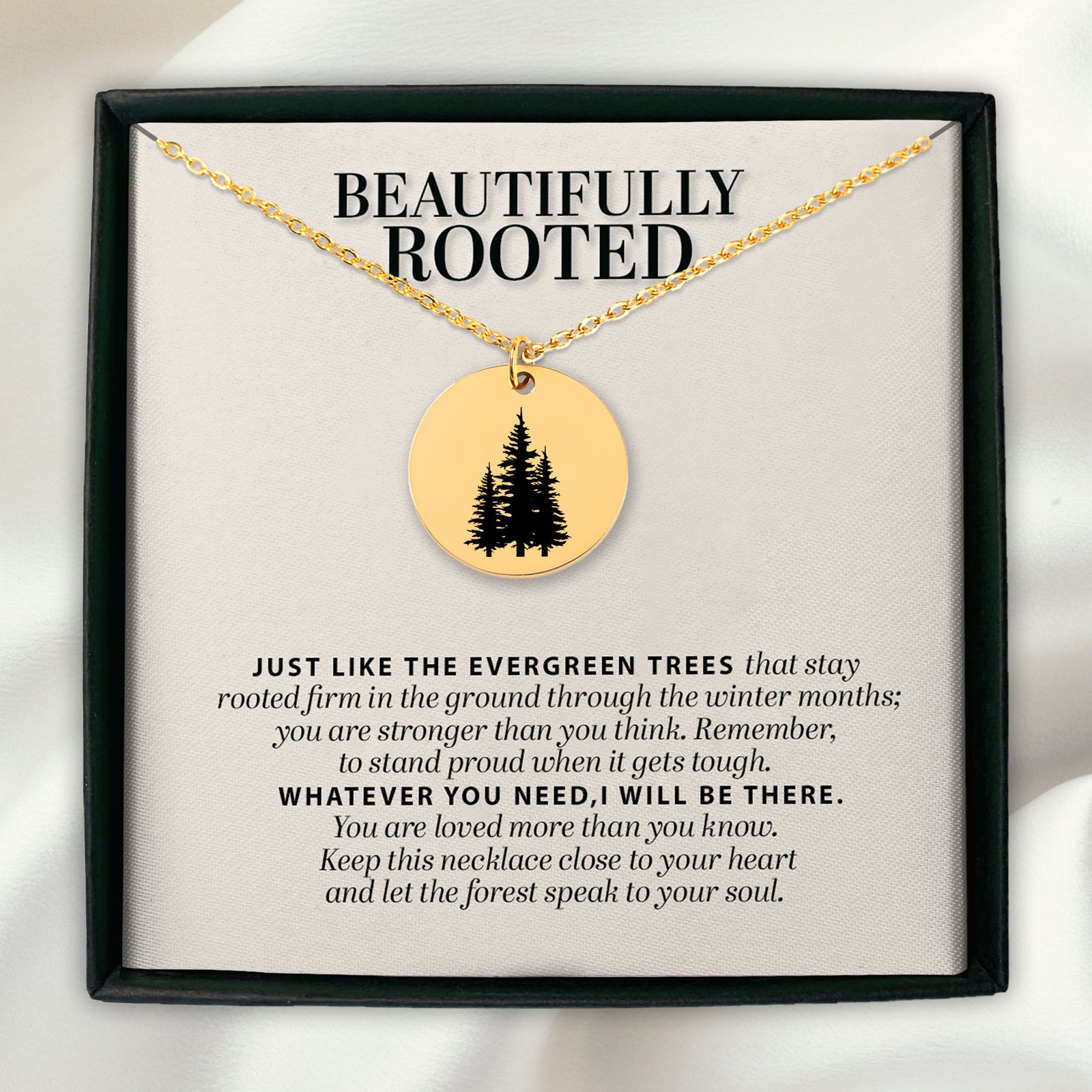 Personalized Evergreen Trees Necklace, Pine Tree Necklace, Inspirational Necklace, Strength and Determination, Thoughtful Gift, Thank You Gift for Her, Nature Jewelry