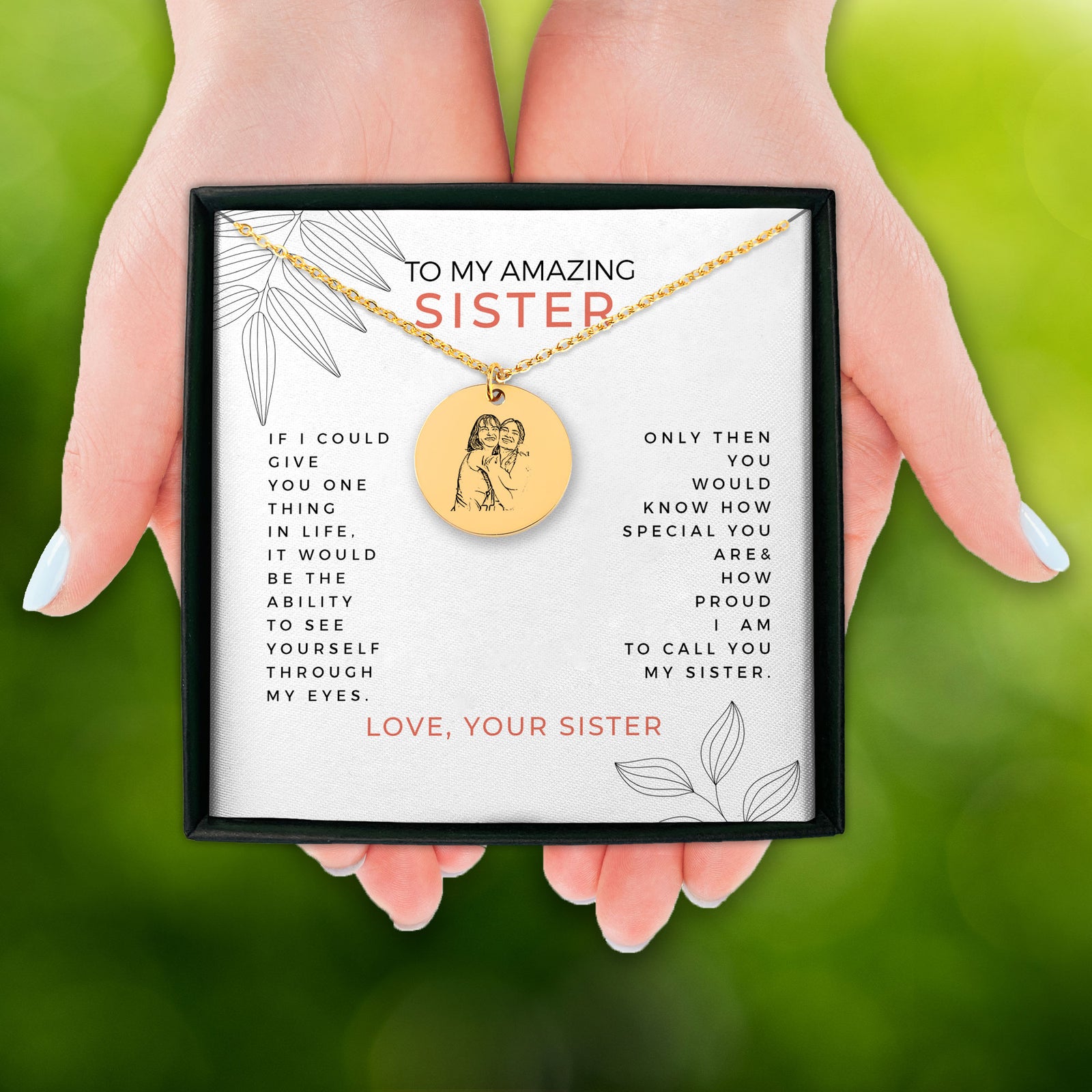 Personalized Sister Portrait Necklace, Custom Portrait Sister Necklace, Sister Necklace