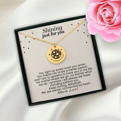 Personalized Shining Just For You Mirrorbal Necklace, Folklore Inspirational Necklace, BFF, Sister, Niece necklace