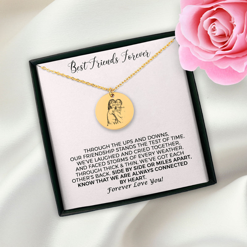 Custom Best Friends Forever Portrait Necklace, Personalized Portrait BFF Necklace, Soul Sister Necklace, Unbiological Sister Necklace, Portrait Necklace