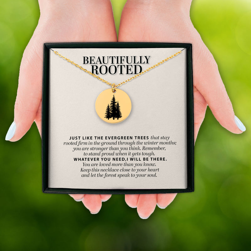 Personalized Evergreen Trees Necklace, Pine Tree Necklace, Inspirational Necklace, Strength and Determination, Thoughtful Gift, Thank You Gift for Her, Nature Jewelry