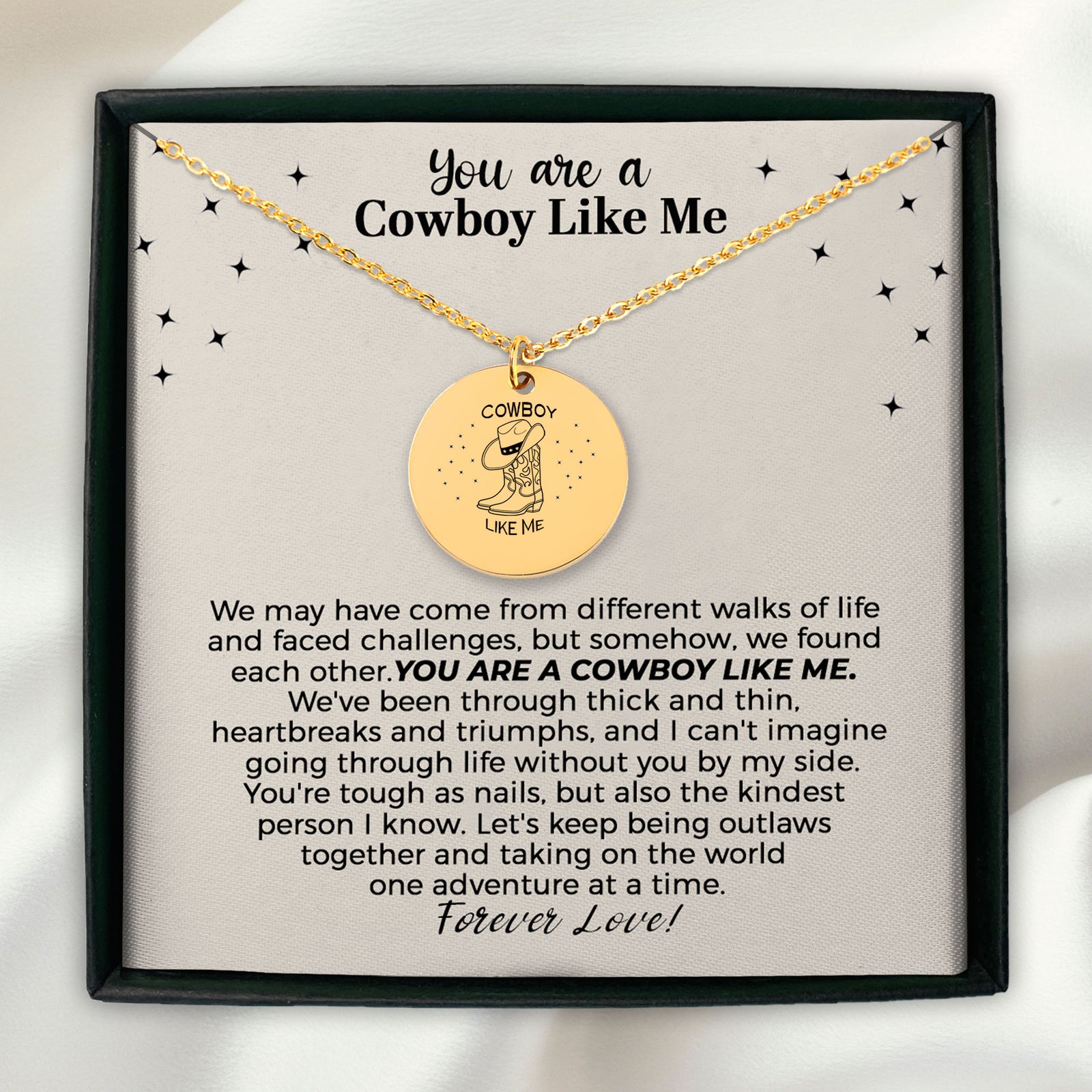 Personalized Cowboy Like Me Necklace, Evermore Inspirational Necklace, BFF, Sister, Niece necklace