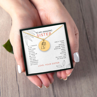 Personalized Sister Portrait Necklace, Custom Portrait Sister Necklace, Sister Necklace