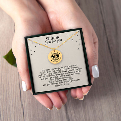 Personalized Shining Just For You Mirrorbal Necklace, Folklore Inspirational Necklace, BFF, Sister, Niece necklace