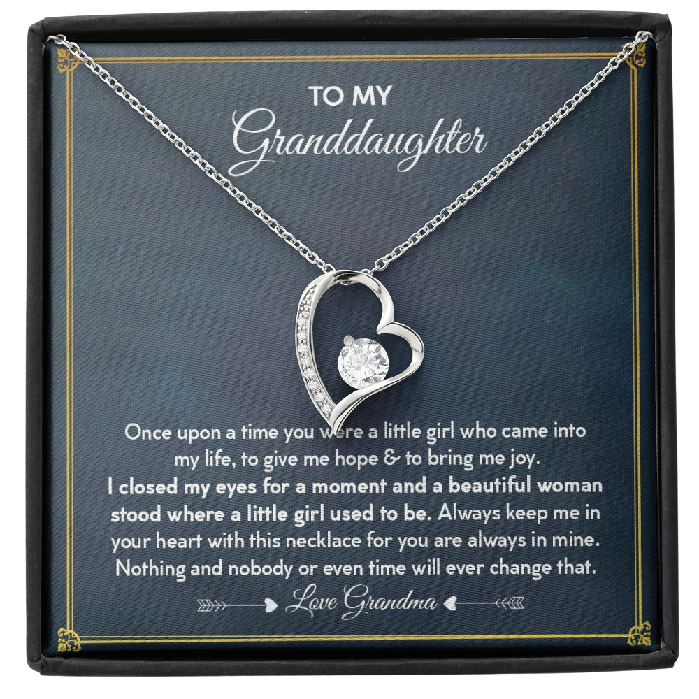 To My Granddaughter Once Upon A Time Forever Love Necklace | Granddaughter Gift From Grandmother for Birthday, Graduation