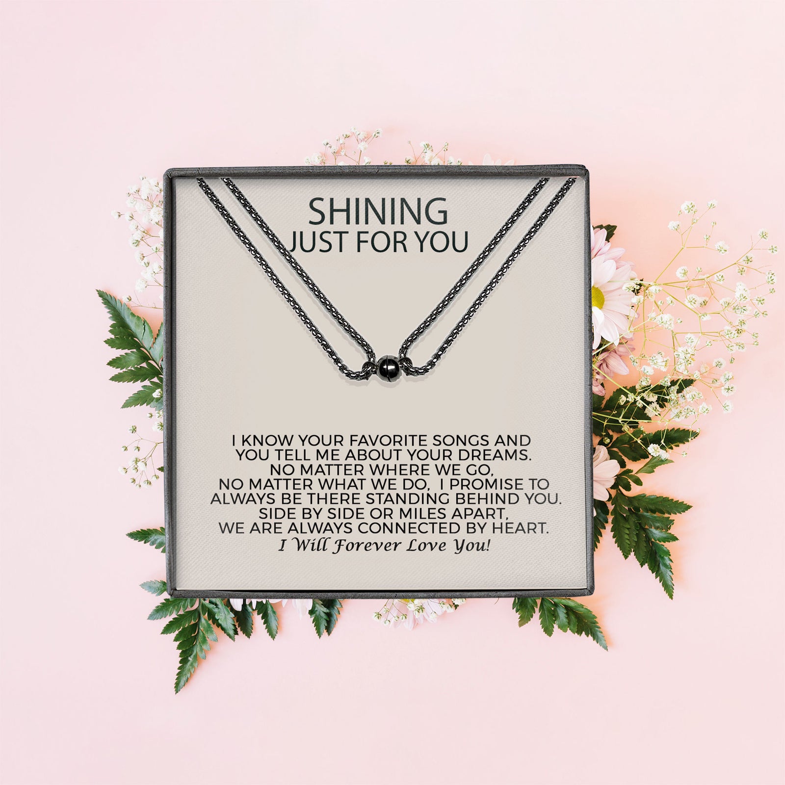 Shining Just For You Discoball Magnetic Necklace Set, Magnetic Necklace Gift for Best Friend, Matching Lover Necklace, 2 pcs Couple Necklace
