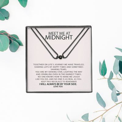 Meet Me At Midnight Discoball Magnetic Necklace Set, Magnetic Necklace Gift for Best Friend, Matching Lover Necklace, 2 pcs Couple Necklace