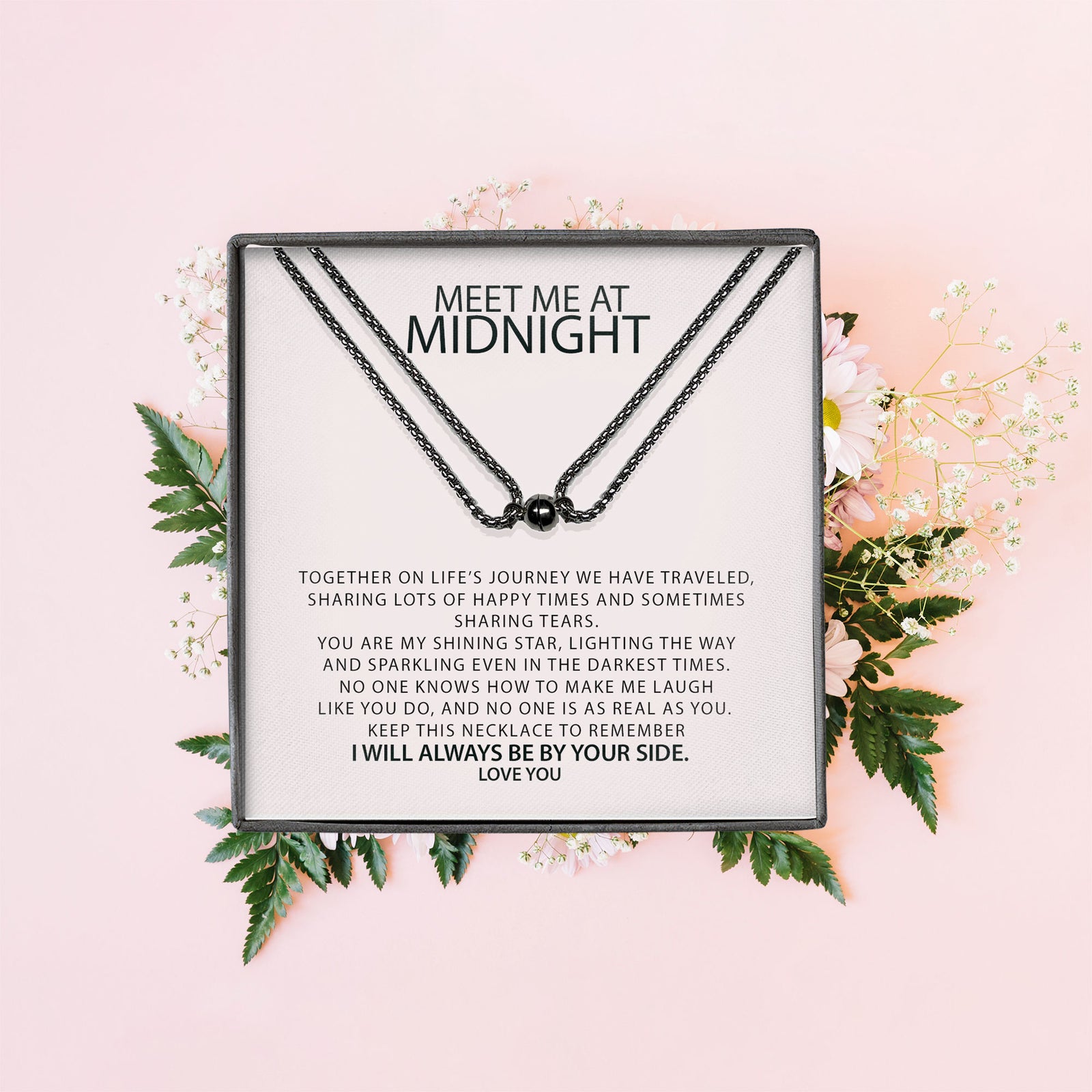 Meet Me At Midnight Discoball Magnetic Necklace Set, Magnetic Necklace Gift for Best Friend, Matching Lover Necklace, 2 pcs Couple Necklace