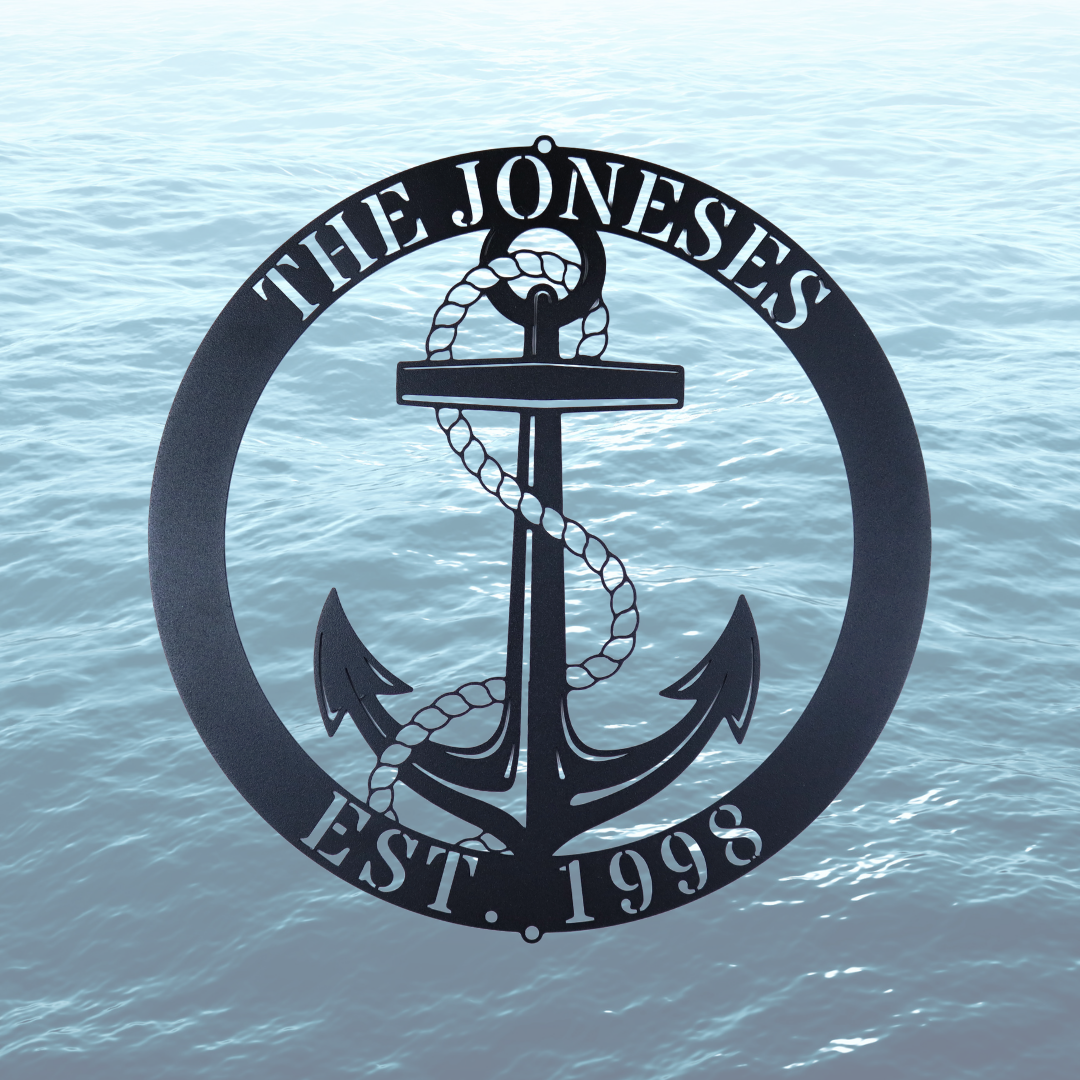 Personalized Elaborate Anchor Metal Wall Sign | Nautical Metal Wall Sign| Custom Metal Anchor  Wall Sign| Large Metal Wall Sign