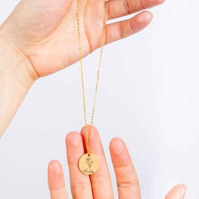 Always In Our Heart Personalized Memorial Birth Flower Necklace | Jewelry Bereavement Gift | Loss Of A Loved One Memorial Gift