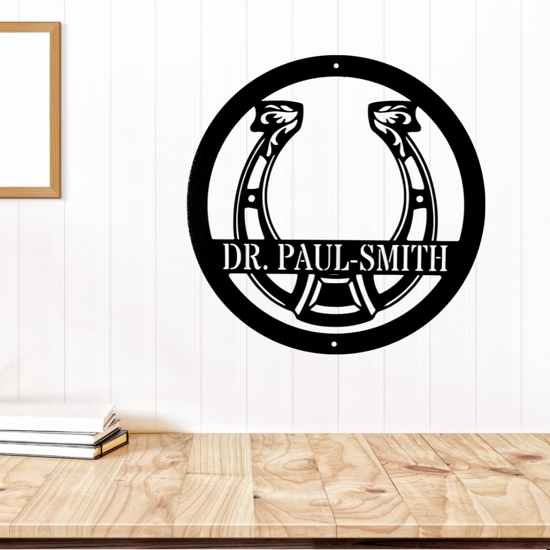 Personalized Horseshoe Monogram Metal Wall Sign | Equestrian Wall Art| Barm Wall Art| Custom Rustic