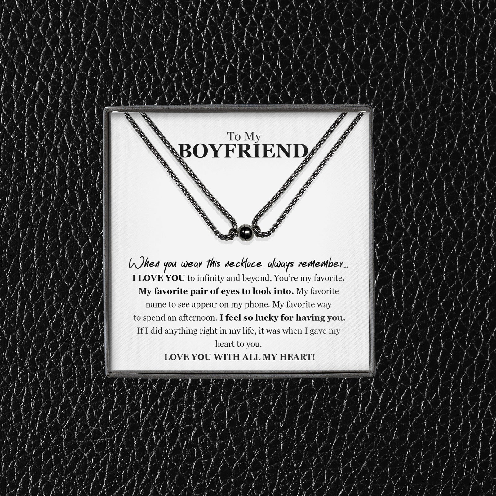 To My Boyfriend Magnetic Promise Couple Necklace Set 2pcs | You Are My Favorite Magnetic Promise Necklace | Promise Couple Necklace | Romantic Necklace Gift for Boyfriend