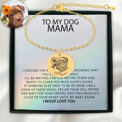 To My Dog Mama Personalized Memorial Pet Portrait Bracelet | Rainbow Bridge Dog Bracelet | Loss of Dog Memorial Gift | Dog Loss Gift | Pet Bracelet
